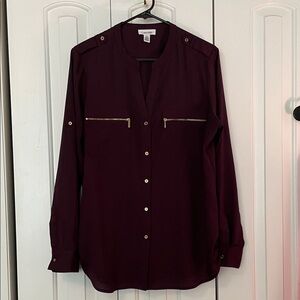 Calvin Klein Women's Plum Button Down Shirt